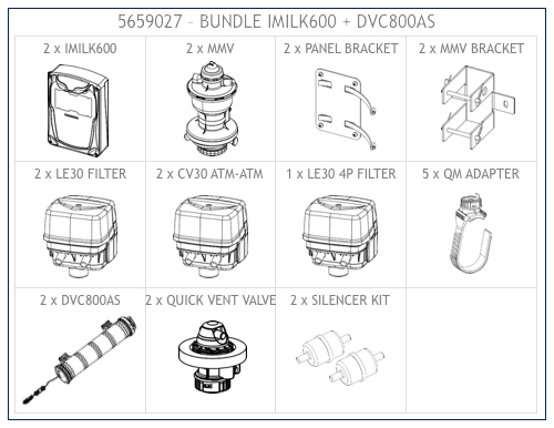 Mungitura - Impianto di mungitura - Mungitrice - 5659043 - iMilk600 + MMV EVO + DVC800AS (2X) - Automazione - Bundle iMilk600
