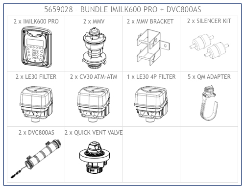Mungitura - Impianto di mungitura - Mungitrice - 5659044 - iMilk600 Pro + MMV EVO + DVC800AS (2X) - Automazione - Bundle iMilk600